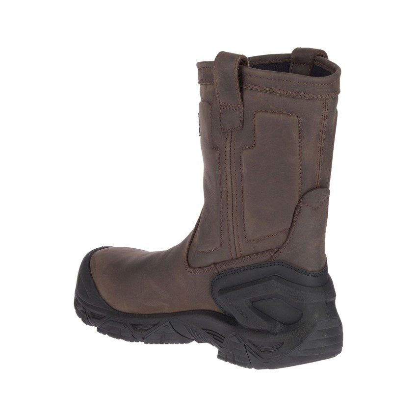 Bottes de Securite Merrell Strongfield Leather Pull On Waterproof Comp Toe Chocolat Homme | N.G.RXBR